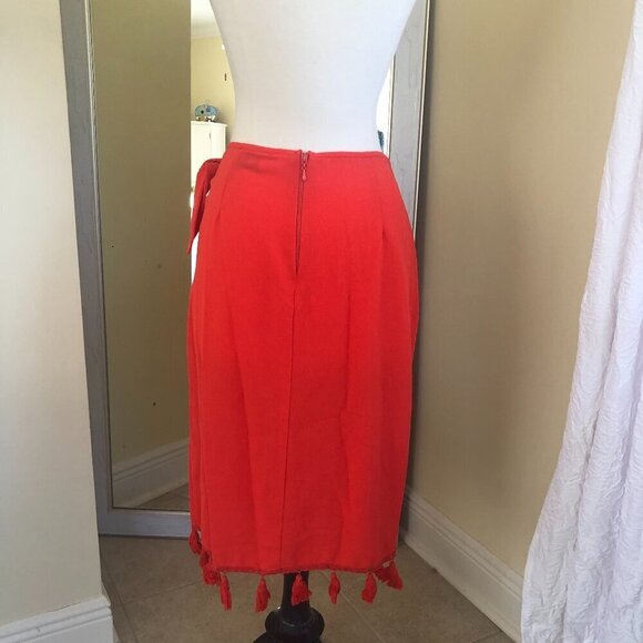 Show Me Your MuMu Red W/Tassels Faux Wrap Skirt/Coverup Medium - Picture 4 of 11